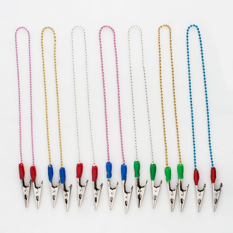 DENTAL BIB HOLDER CLIP FLEXIBLE BALL CHAIN - ASSORTED COLOR CODED